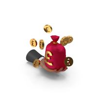 Holding Pound Bag Left Hand With Coins PNG & PSD Images