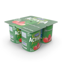 Yogurt Danone Activia Strawberry Pack 4 Pcs PNG & PSD Images