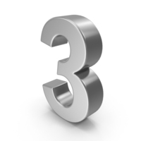 Silver Number 3 PNG & PSD Images