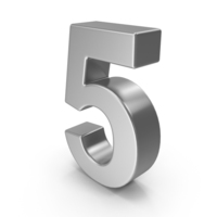 Silver Number 5 PNG & PSD Images