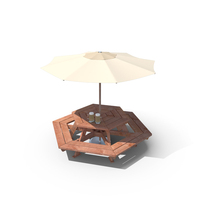 Outdoor Furniture Picnic Deck Table With Umbrella PNG & PSD Images