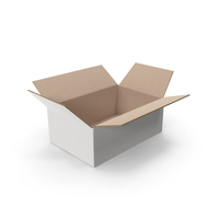 White Open Parcel Cardboard Box Size M PNG & PSD Images