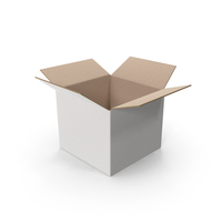 Open White Cube Parcel Cardboard Box PNG & PSD Images