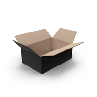 Black Open Parcel Cardboard Box Size M PNG & PSD Images
