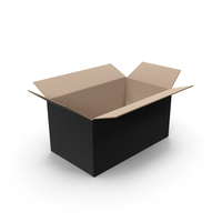 Black Open Parcel Cardboard Box Size L PNG & PSD Images