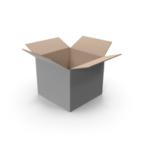 Open Grey Cube Parcel Cardboard Box PNG & PSD Images