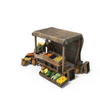 Medieval Merchant With Market Stall PNG & PSD Images