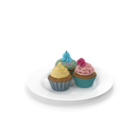 Three Cupcakes On Platter PNG & PSD Images