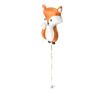 Foil Balloon Fox On A Gold Ribbon PNG & PSD Images