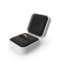 Open White Ring Box With Gold Ring PNG & PSD Images