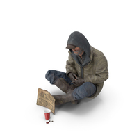 Homeless Man With A Sign And A Cup Of Change PNG & PSD Images
