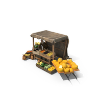 Medieval Merchant In Market Shop With Cart PNG & PSD Images
