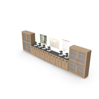 Laboratory Interior with Cabinets and Microscopes PNG & PSD Images