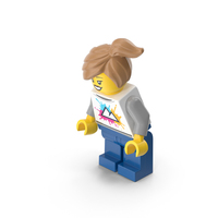 Lego Minifigure Female Bent Down PNG & PSD Images