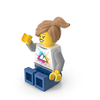 Lego Mini Figure Female 1 Sitting Arm Up PNG & PSD Images