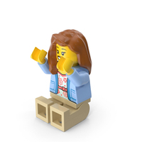 Lego Mini Figure Female 2 Sitting Arms Up PNG & PSD Images