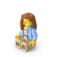 Lego Minifigure Female Sitting PNG & PSD Images