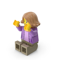 Lego Mini Figure Female Sitting Arms Up PNG & PSD Images