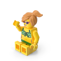 Lego Minifigure Female Beach Sitting Arm Up PNG & PSD Images