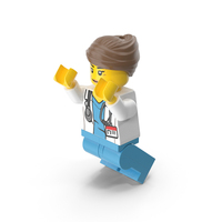 Lego Minifigure Female Doctor Jumping PNG & PSD Images