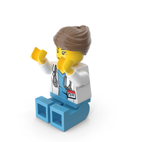 Lego Minifigure Female Doctor Sitting Arms Up PNG & PSD Images