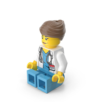 Lego Minifigure Female Doctor Sitting PNG & PSD Images
