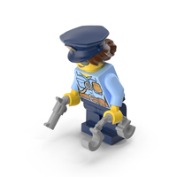 Lego Minifigure Female Police Bent Down PNG & PSD Images