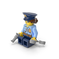 Lego Mini Figure Female Police Sitting PNG & PSD Images