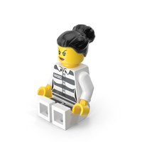 Lego Mini Figure Female Prisoner Sitting PNG & PSD Images