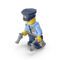 Lego Minifigure Male Police Bent Down PNG & PSD Images
