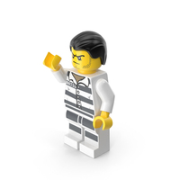 Lego Mini Figure Male Prisoner Arm Up PNG & PSD Images