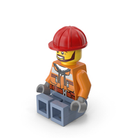 Lego Minifigure Male Worker Sitting PNG & PSD Images