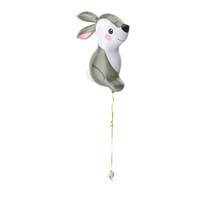 Foil Balloon Rabbit On A Ribbon PNG & PSD Images