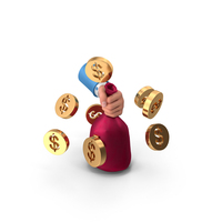 Left Hand Holding Dollar Money Bag Coin PNG & PSD Images