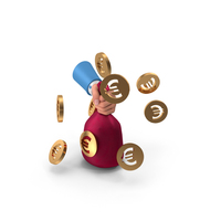 Left Hand Holding Euro Money Bag Coins PNG & PSD Images