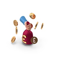 Left Hand Holding Pound Money Bag Coins PNG & PSD Images