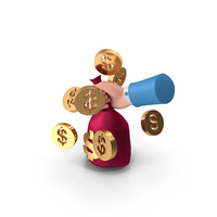 Right Hand Holding Dollar Money Bag Coin PNG & PSD Images