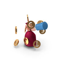 Right Hand Holding Euro Money Bag Coins PNG & PSD Images