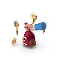 Right Hand Holding Pound Money Bag Coins PNG & PSD Images