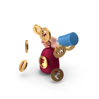Right Hand Holding Rupee Money Bag Coins PNG & PSD Images
