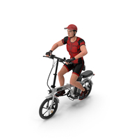 Cyclist Character In Red Safety Helmet PNG & PSD Images