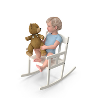 Child with Teddy Bear on Rocking Chair PNG & PSD Images