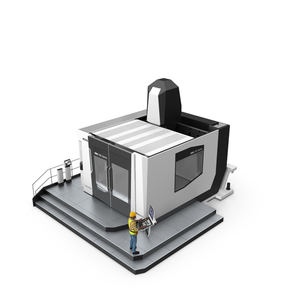 DMU 200 Gantry CNC Machine With Operator PNG & PSD Images