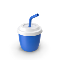 Stylized Plastic Cup Blue With Tube PNG & PSD Images