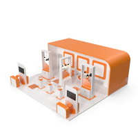 Orang Empty Booth Design. PNG & PSD Images