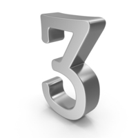 Silver Number 3 PNG & PSD Images