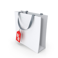 White Shopping Bag With Price Tag PNG & PSD Images