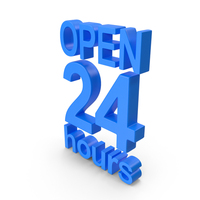 Open 24 Hours Blue PNG & PSD Images