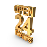 Open 24 Hours Gold PNG & PSD Images