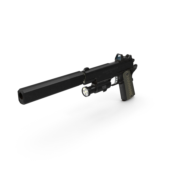 Pistol Black With Silencer PNG & PSD Images